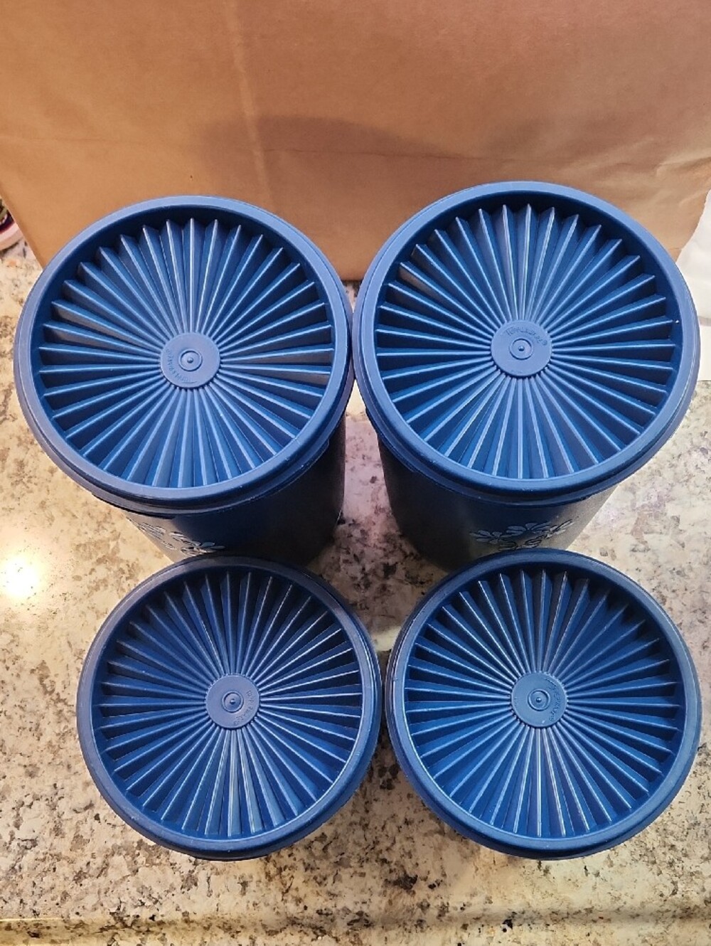 Vintage Tupperware Dark Blue Storage Canisters - Set of 4 - Picture 3 of 8
